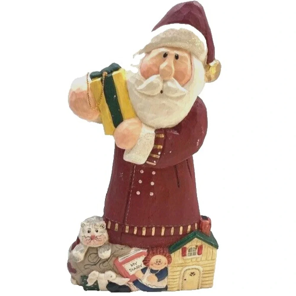 Vtg Midwest Of Cannon Falls Santa Stocking Figurine w/ Toys & Cats Eddie Walker